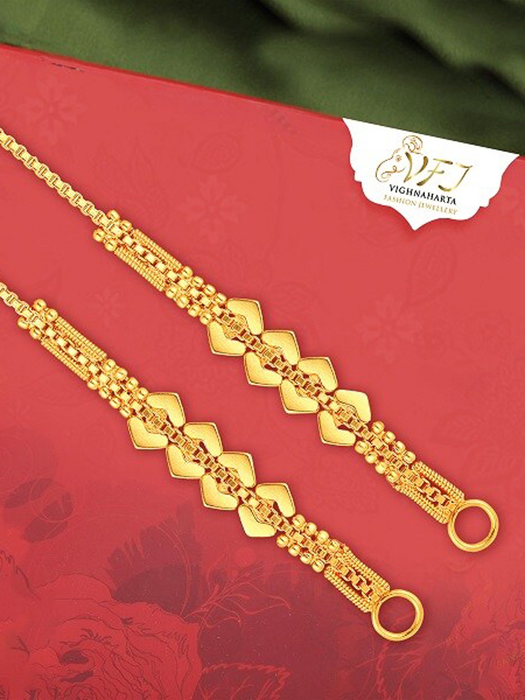 Vighnaharta Set Of 4 Gold-Plated Ear Chains