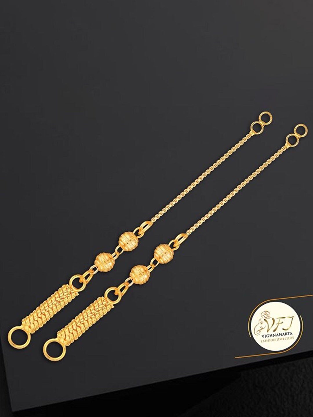 

Vighnaharta Set Of 2 Gold-Plated Stone Studded Ear Cuff Earrings