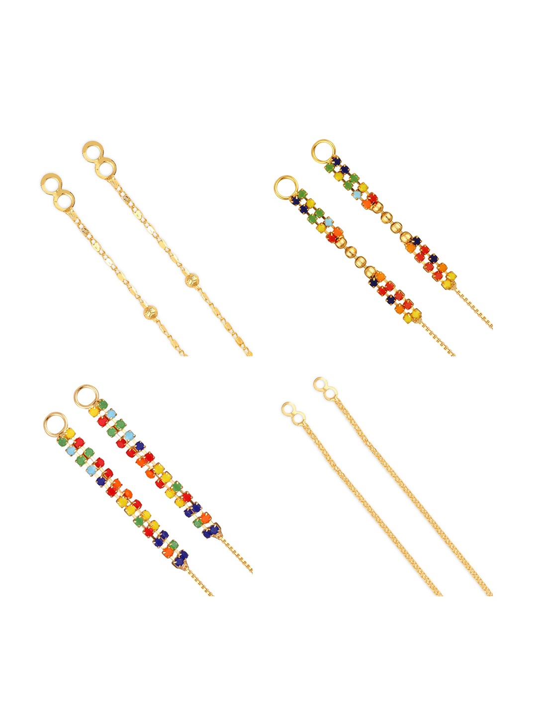 

Vighnaharta Set Of 4 Gold-Plated Beaded Ear Chains