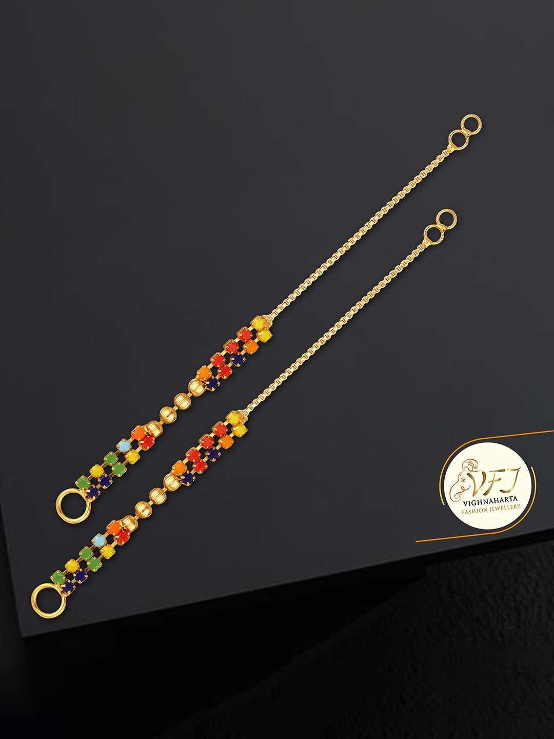 

Vighnaharta Set Of 4 Gold-Plated Stone Studded Ear Cuff Earrings