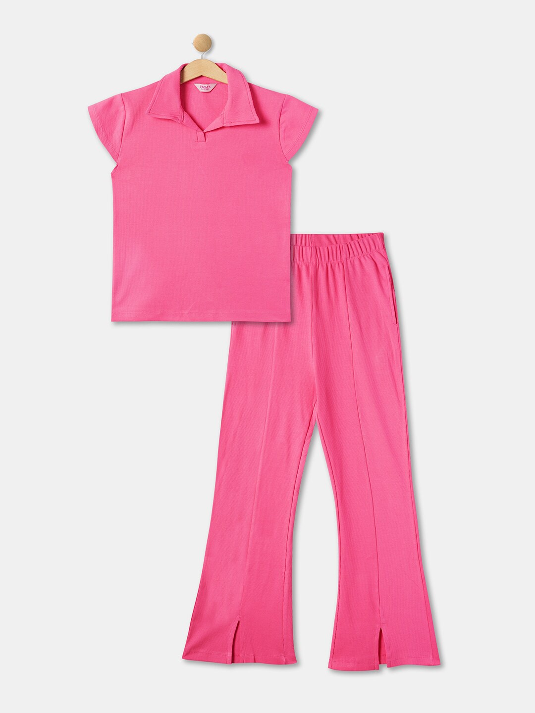 

R&B Girls Pure Cotton T-shirt With Trousers, Pink
