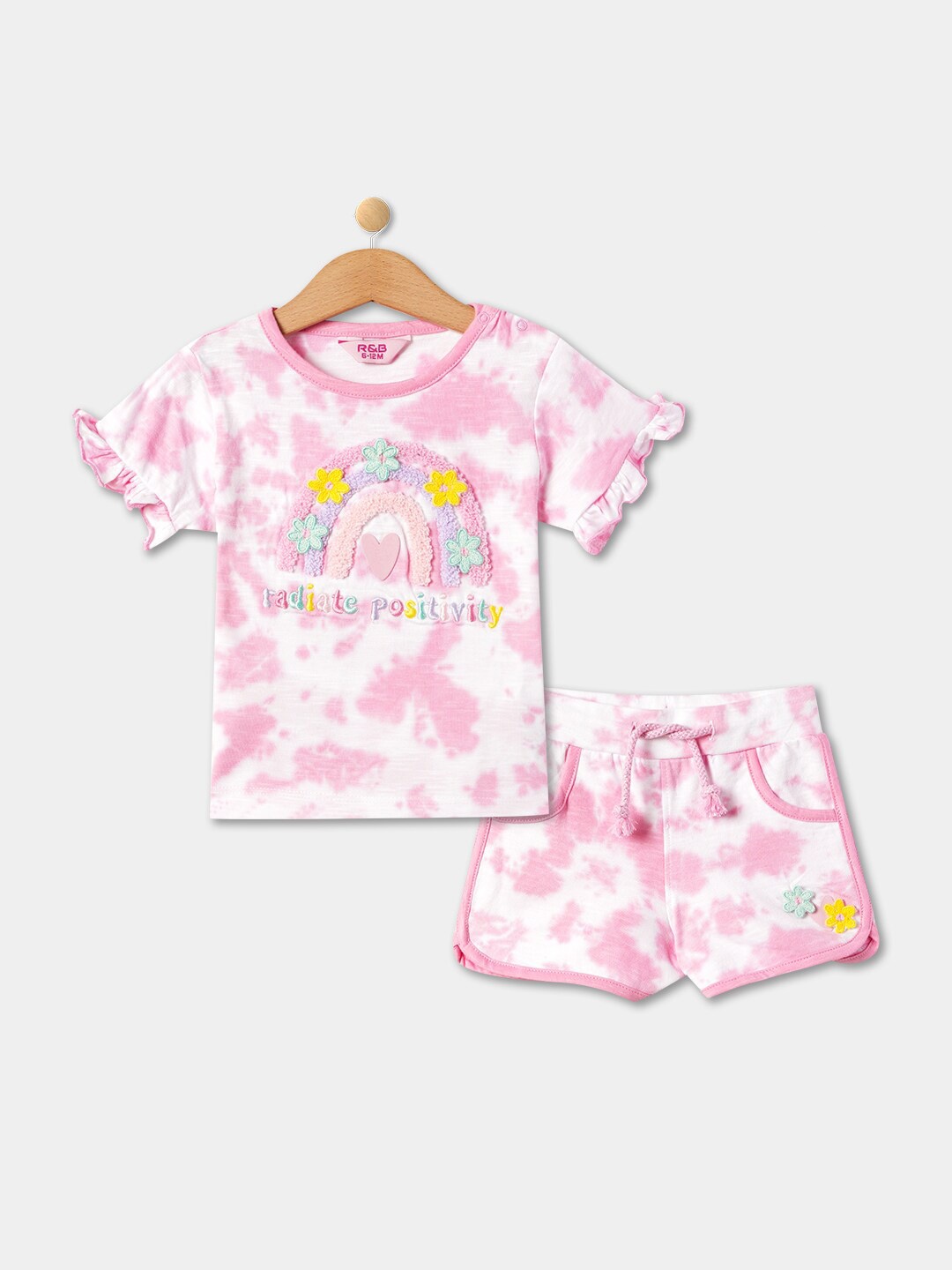 

R&B Infant Girls Dyed Pure Cotton T-Shirt With Shorts, Pink