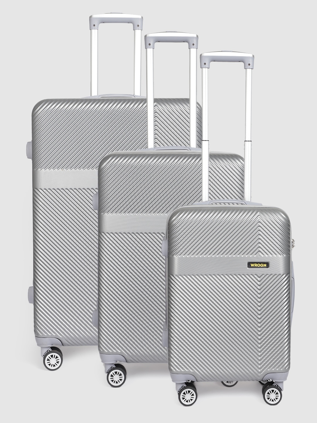 

WROGN Set of 3 Textured Hard Trolley Bag, Grey