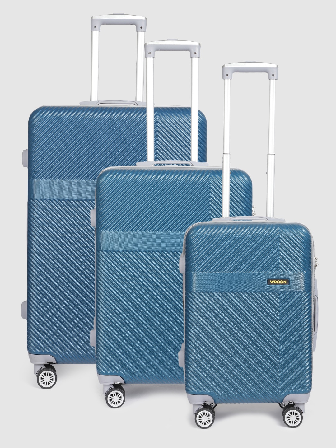 

WROGN Set of 3 Textured Hard Trolley Bag, Blue