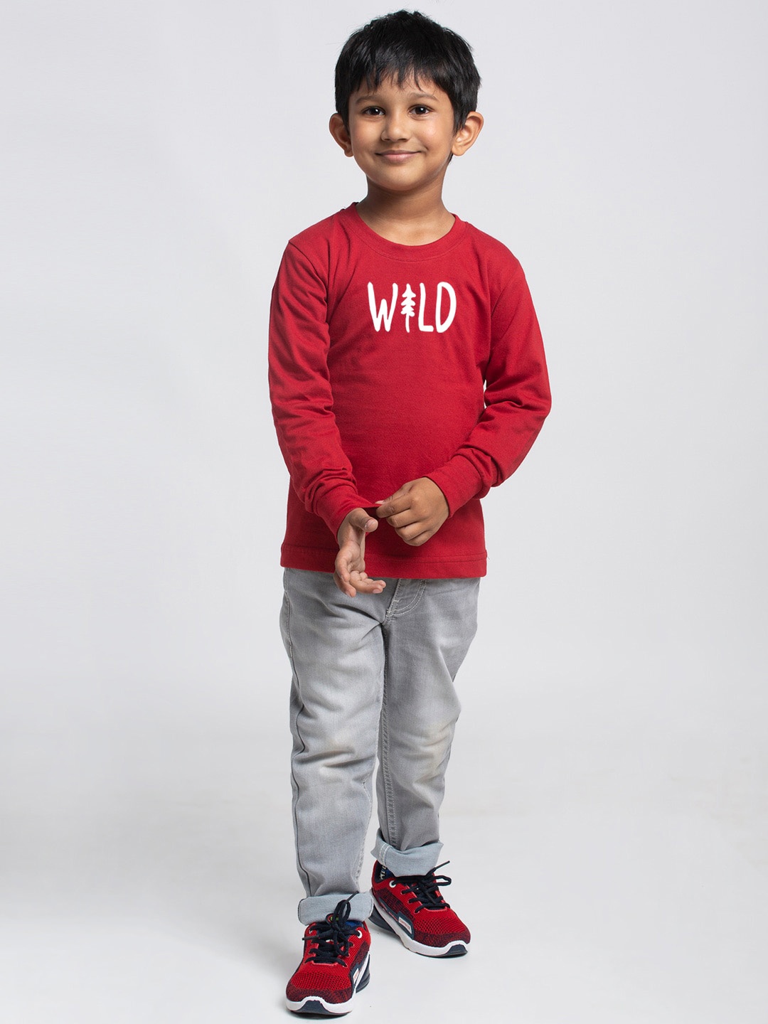 Friskers Boys Typography Printed Pure Cotton T-Shirt, Red