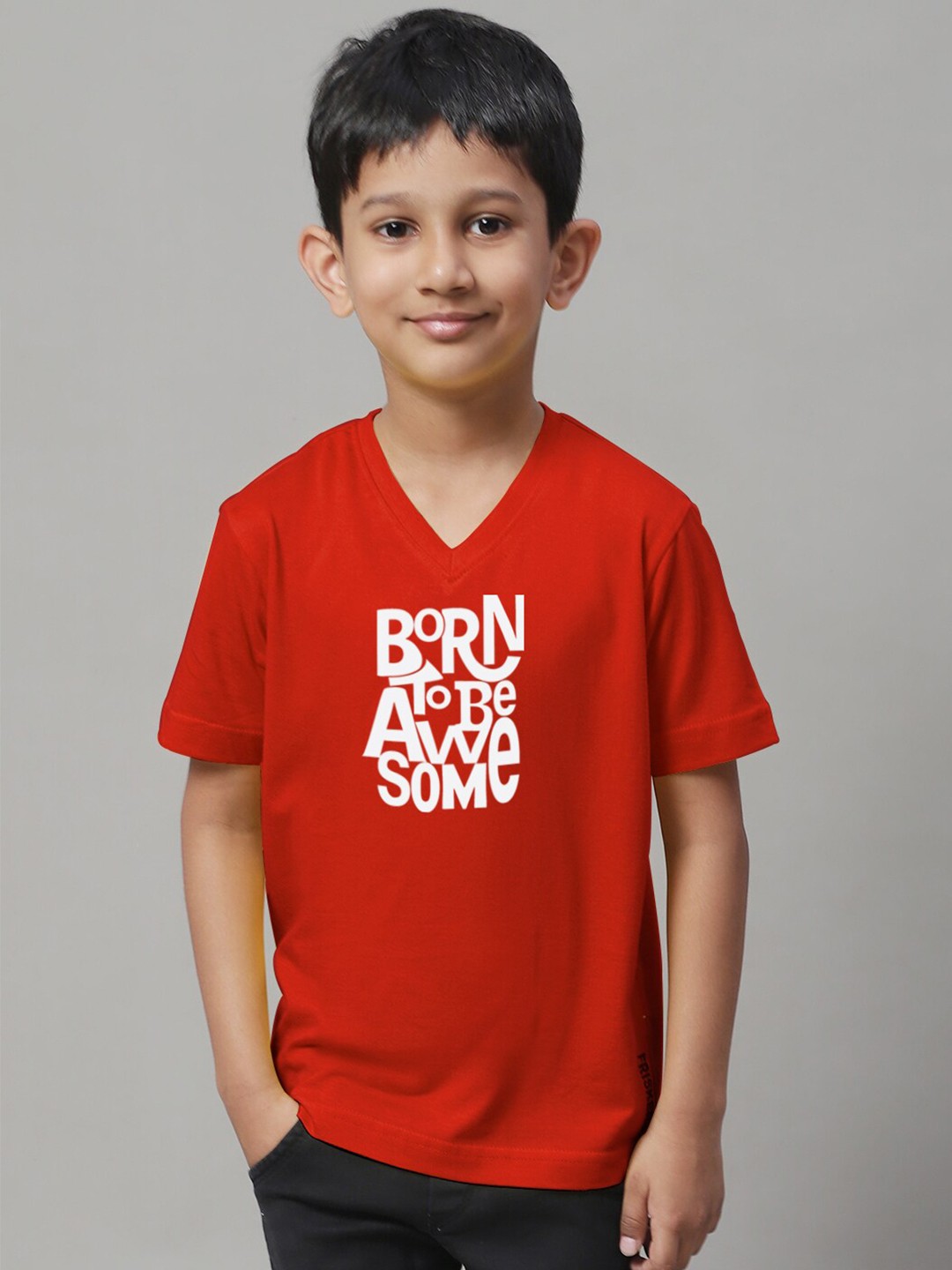 

Friskers Boys Typography Printed Bio Wash Pure Cotton T-shirt, Red