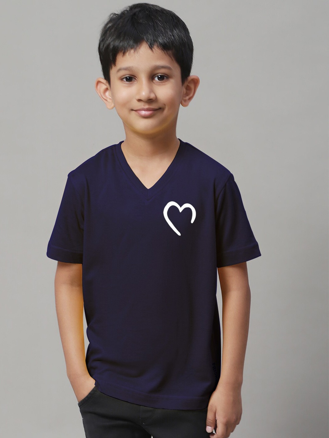 

Friskers Boys Graphic Printed V-Neck Cotton T-Shirts, Navy blue