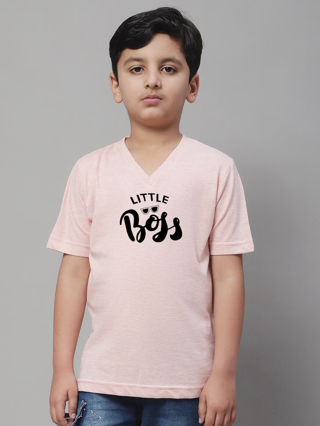 Friskers Boys Typography Printed Bio Wash T-shirt, Peach