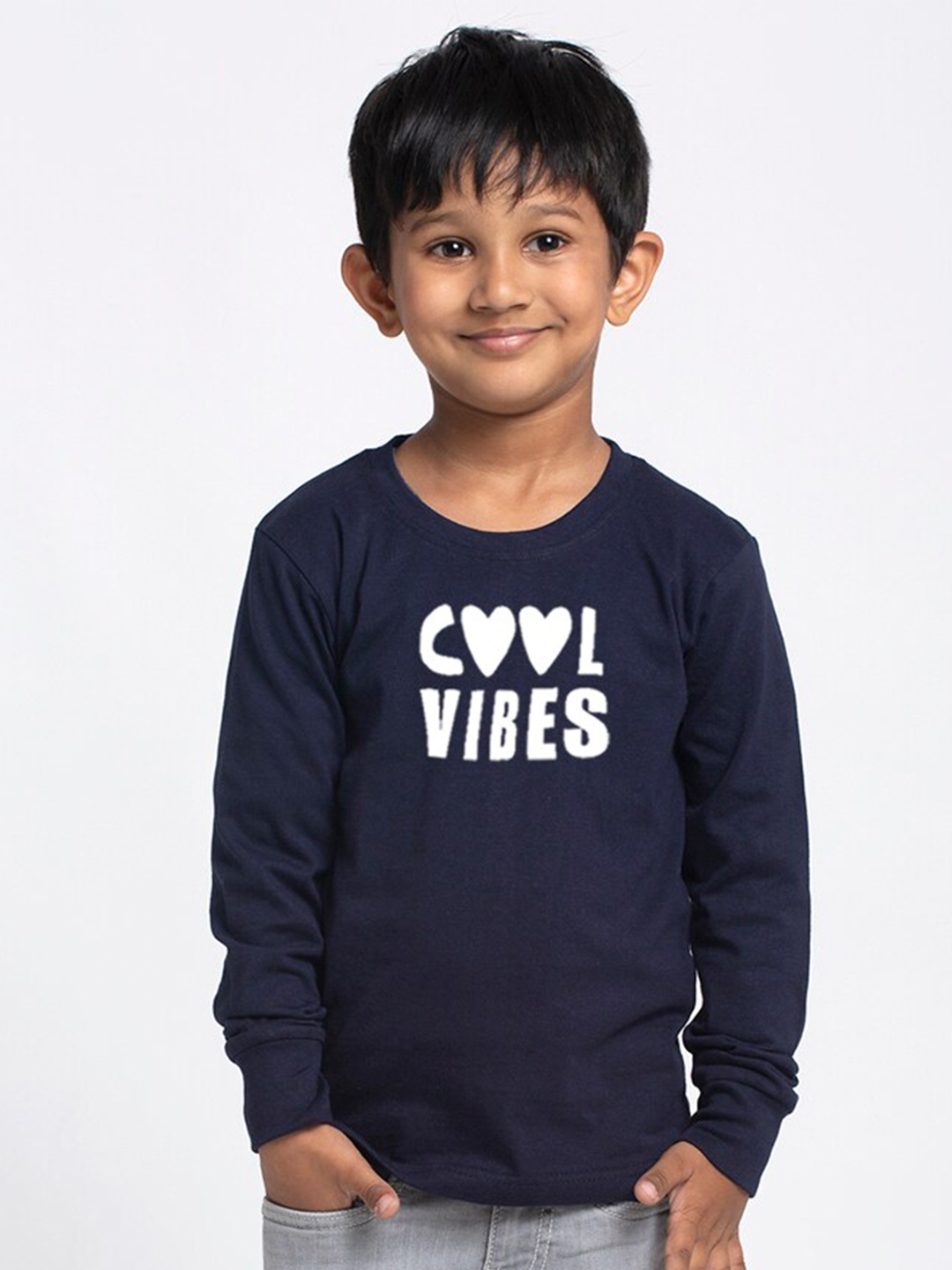 

Friskers Boys Typography Printed Round Neck Cotton T-Shirts, Navy blue
