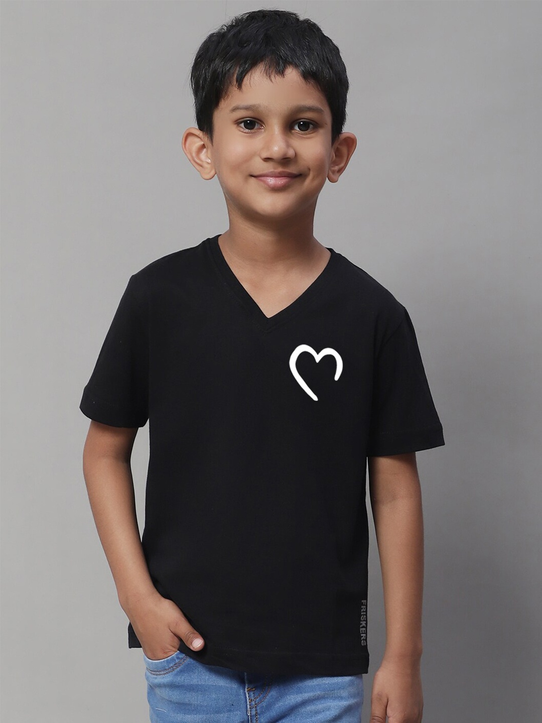 

Friskers Boys V-Neck Bio Wash T-shirt, Black