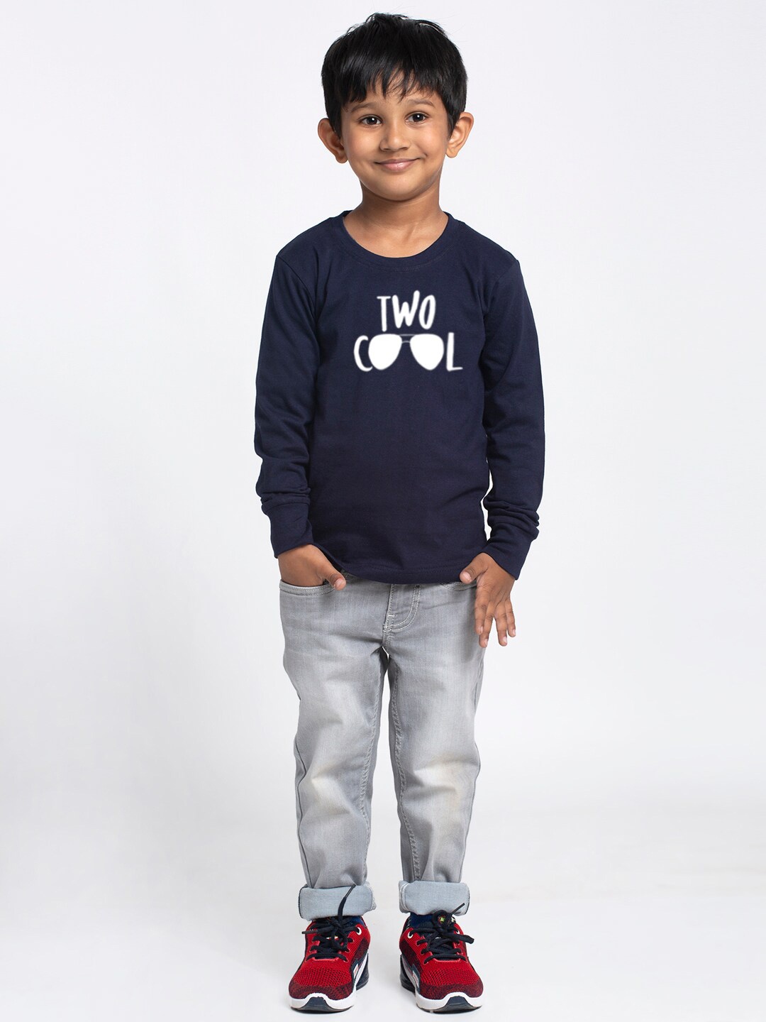 

Friskers Boys Typography Printed Round Neck Cotton T-Shirts, Navy blue