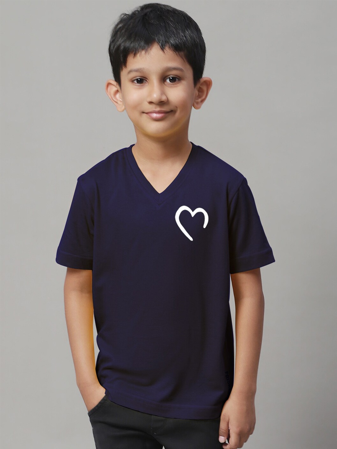 

Friskers Boys Graphic Printed V-Neck Cotton T-Shirts, Navy blue