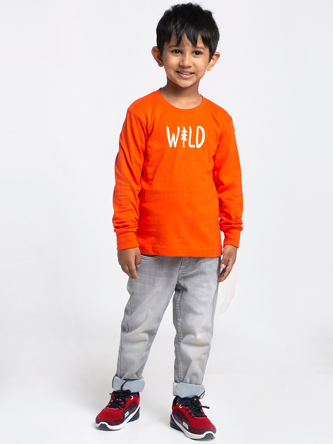 

Friskers Boys Typography Printed Round Neck Cotton T-Shirts, Orange