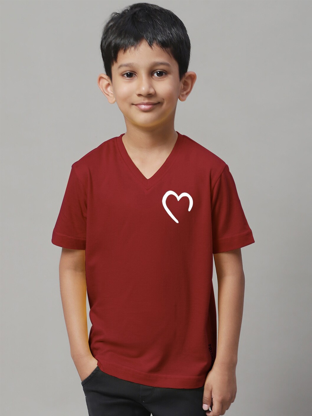 

Friskers Boys V-Neck Skin Friendly Bio-Wash Pure Cotton T-Shirt, Maroon