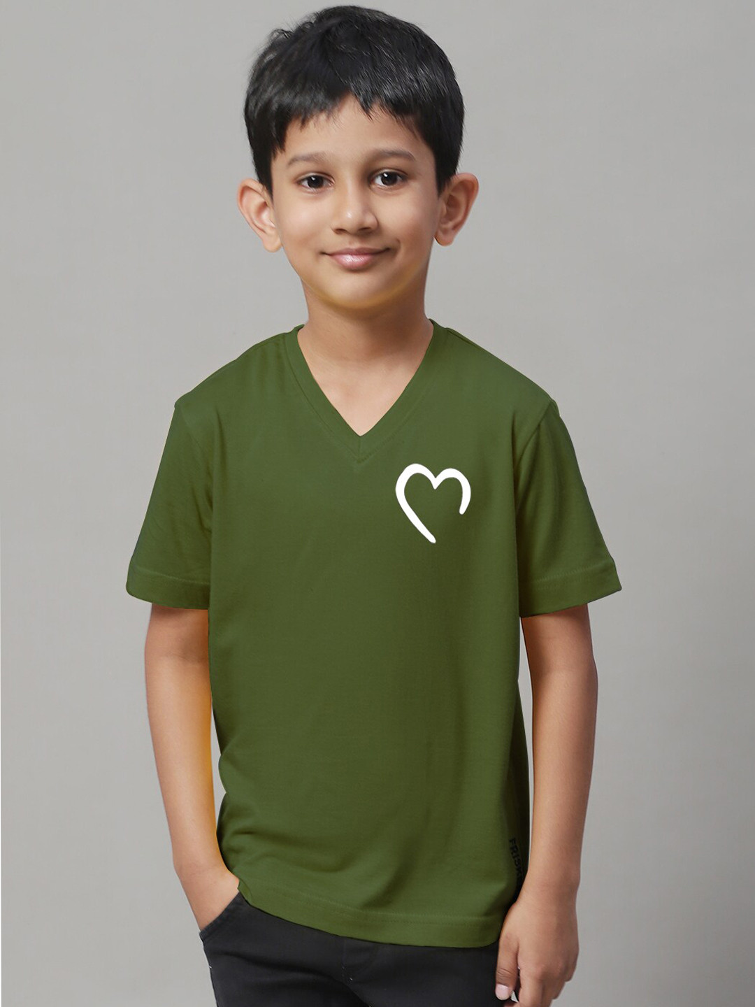 

Friskers Boys Graphic Printed Bio Wash Pure Cotton Casual T-Shirt, Olive