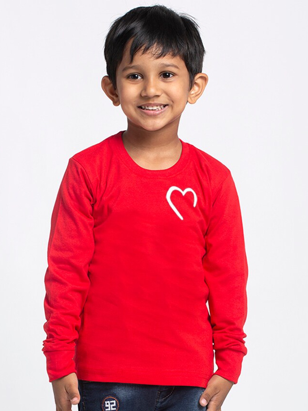 

Friskers Boys Conversational Printed Round Neck Pure Cotton Bio-Wash T-shirt, Red