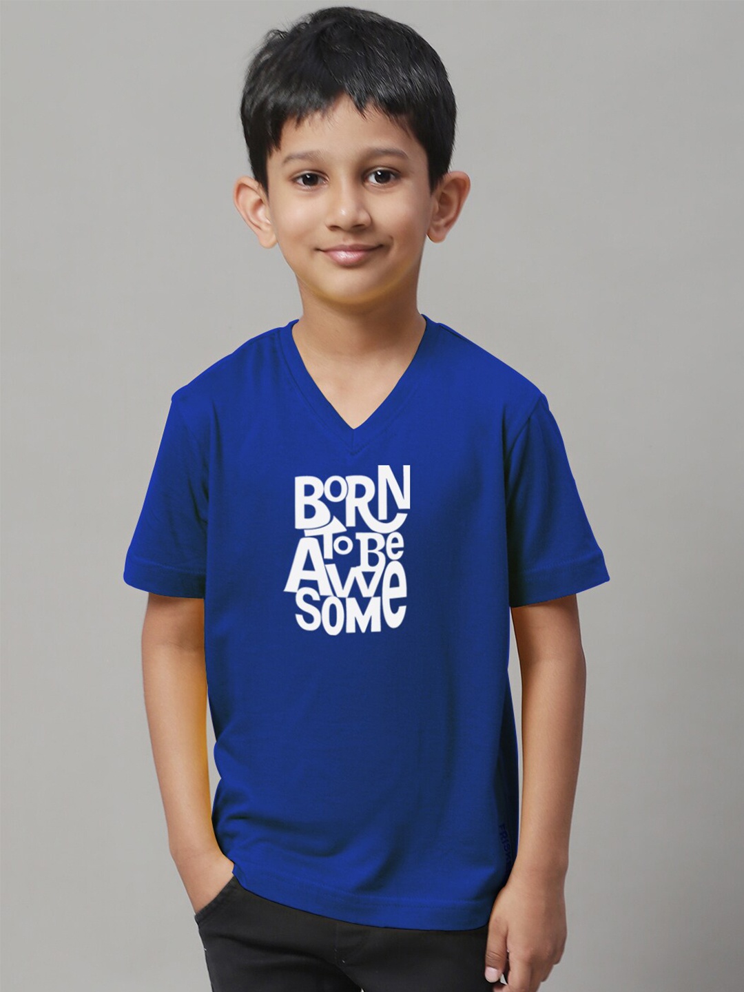 

Friskers Boys Typography Printed Bio Wash Pure Cotton Casual T-Shirt, Blue