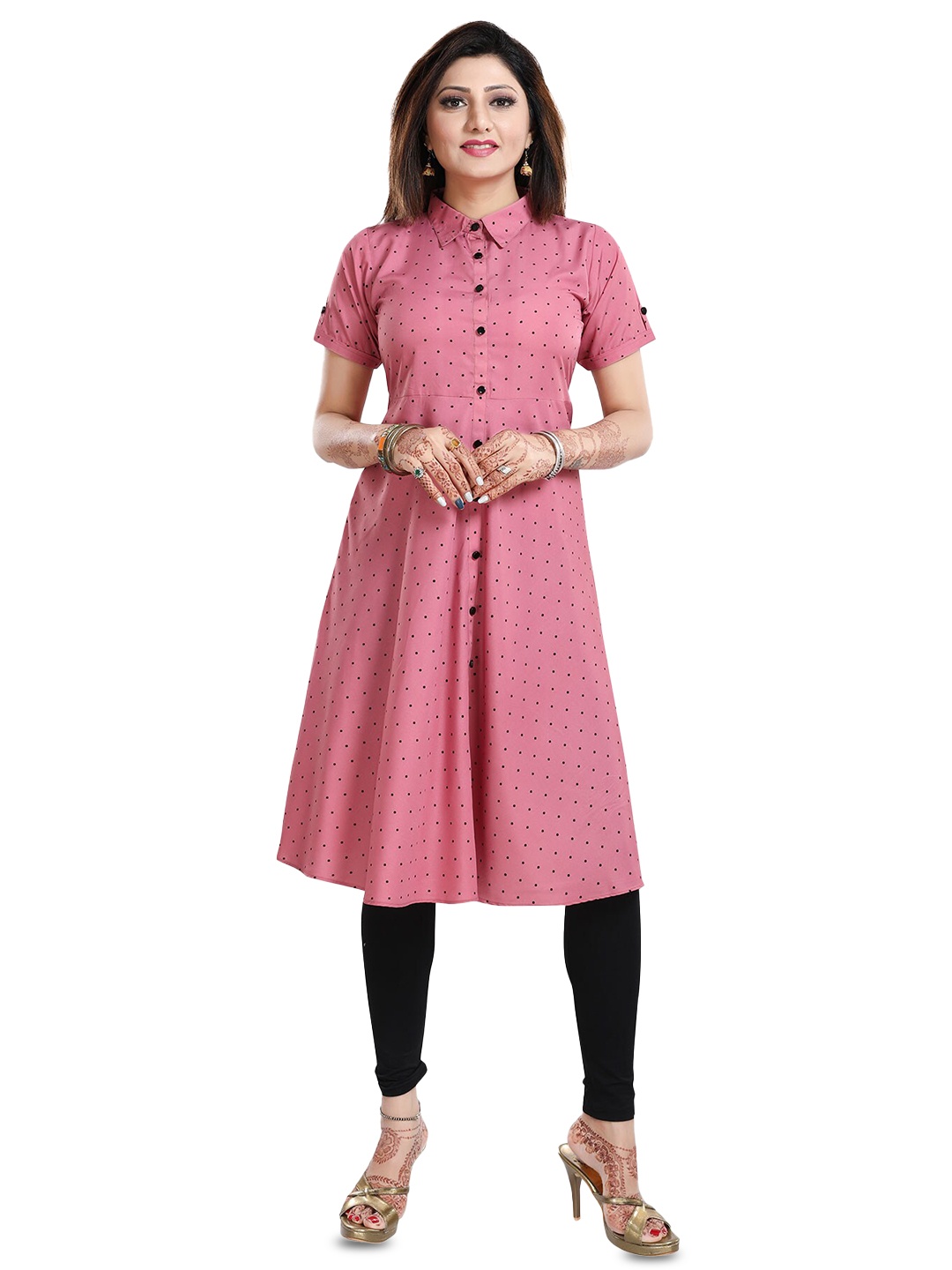 

keshubaba Polka Dot Printed Crepe Kurta, Pink