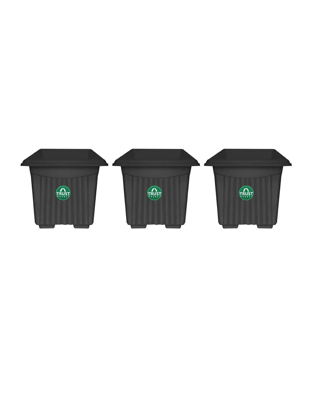 

TRUSTBASKET Black 3 Pieces Textured UV Treated Square Planters