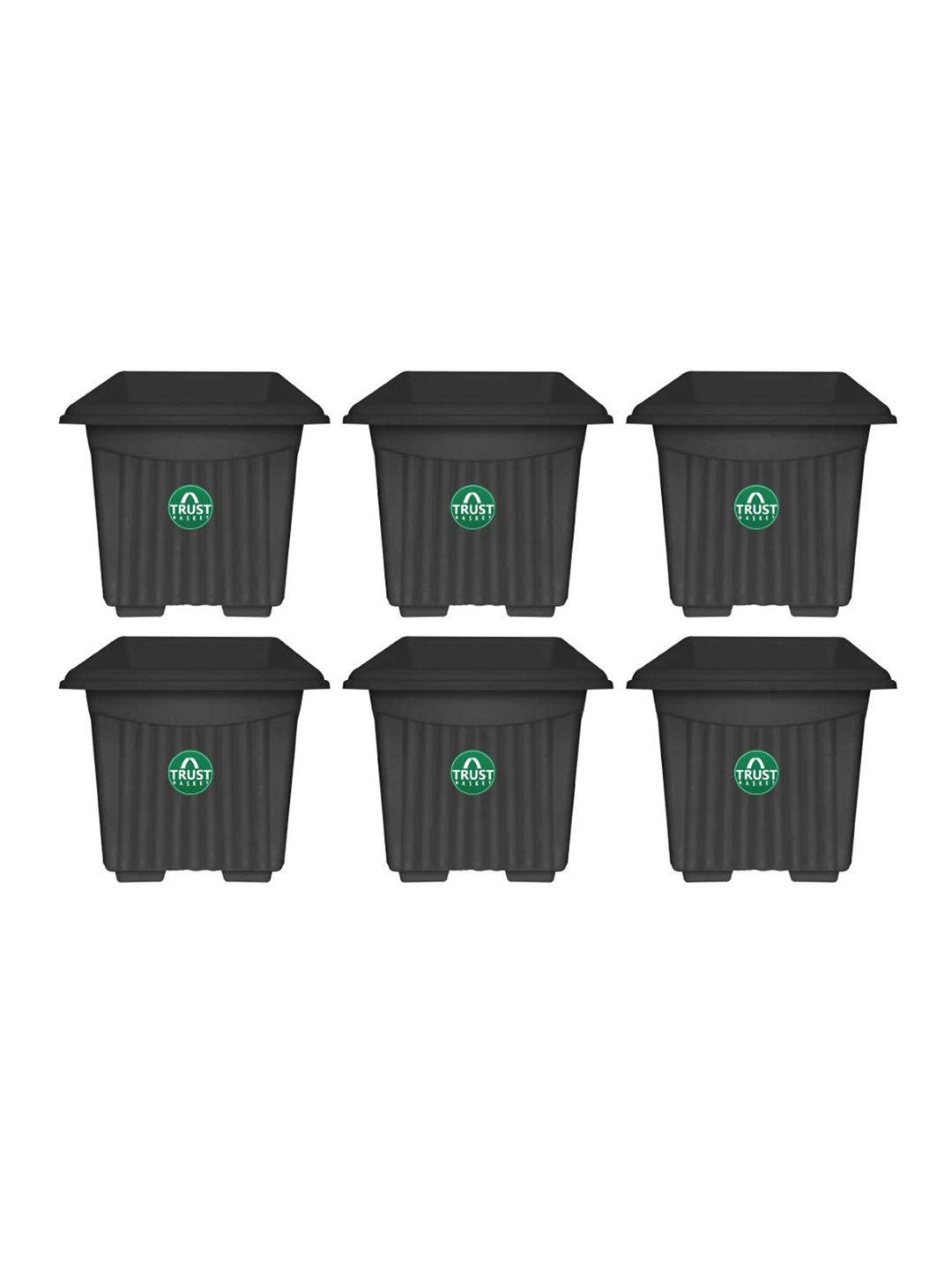 

TRUSTBASKET Black 6 Pieces UV Treated Plastic Square Planters