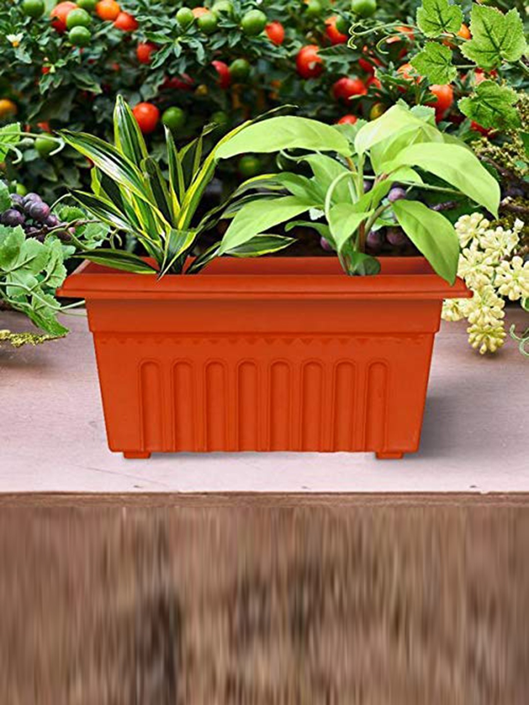 

TRUSTBASKET Brown 3 Pieces Textured UV Treated Rectangular Planters