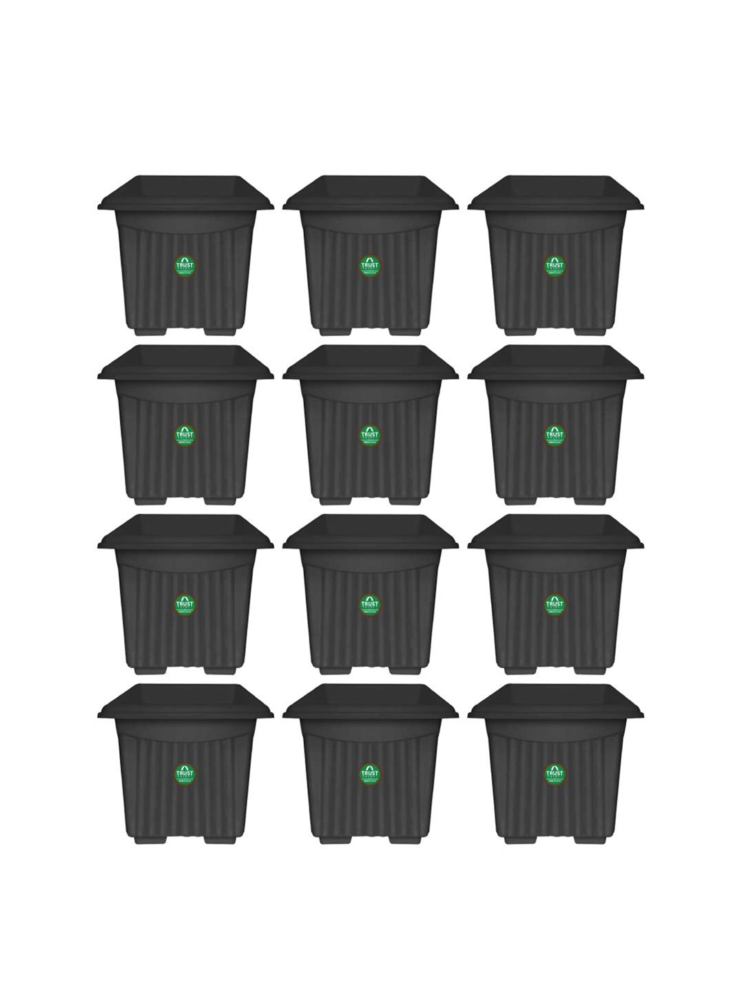 

TRUSTBASKET Black 10 Pieces UV Treated Square Plastic Planters
