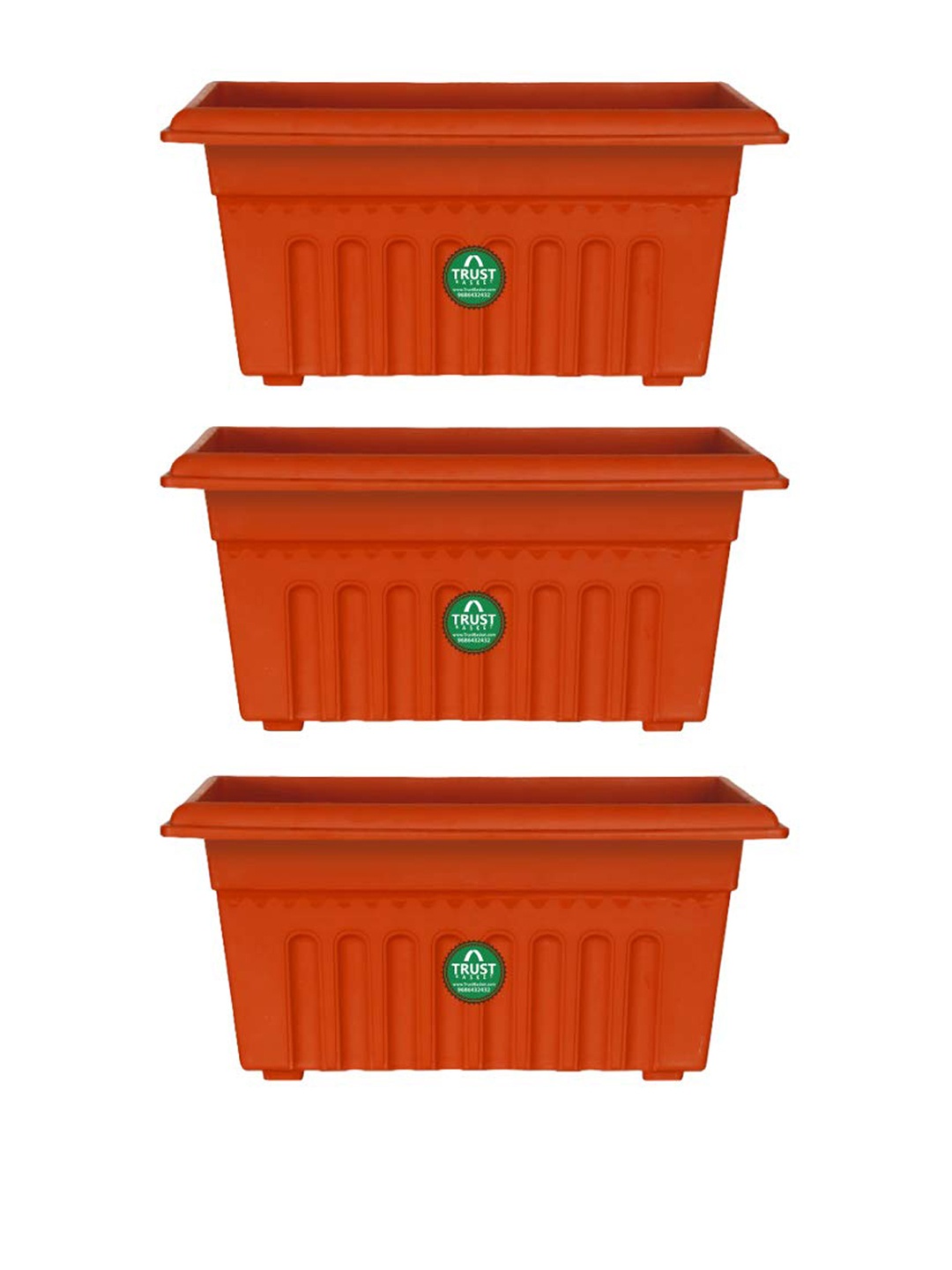 

TRUSTBASKET Brown 3 Pieces Textured UV Treated Rectangular Planters