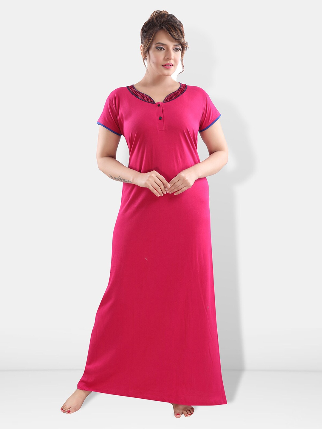 

Be You Embroidered Detail Maxi Nightdress, Pink