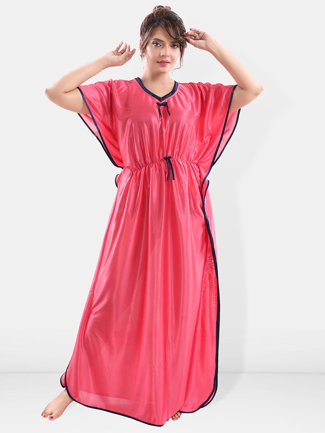 

Be You Satin Maxi Kaftan Nightdress, Pink