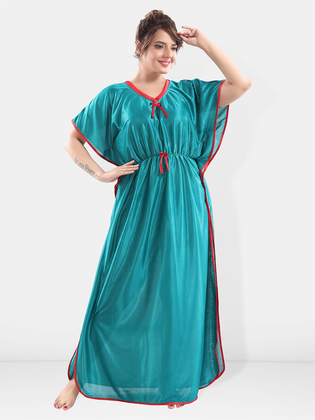 

Be You V-Neck Satin Maxi Kaftan Nightdress, Blue