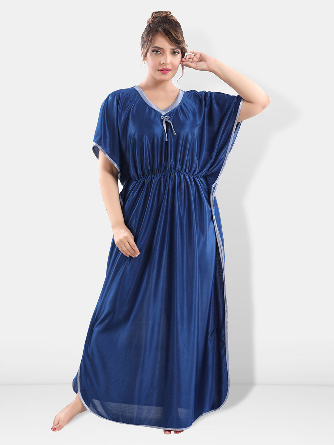 

Be You Satin Maxi Kaftan Nightdress, Blue