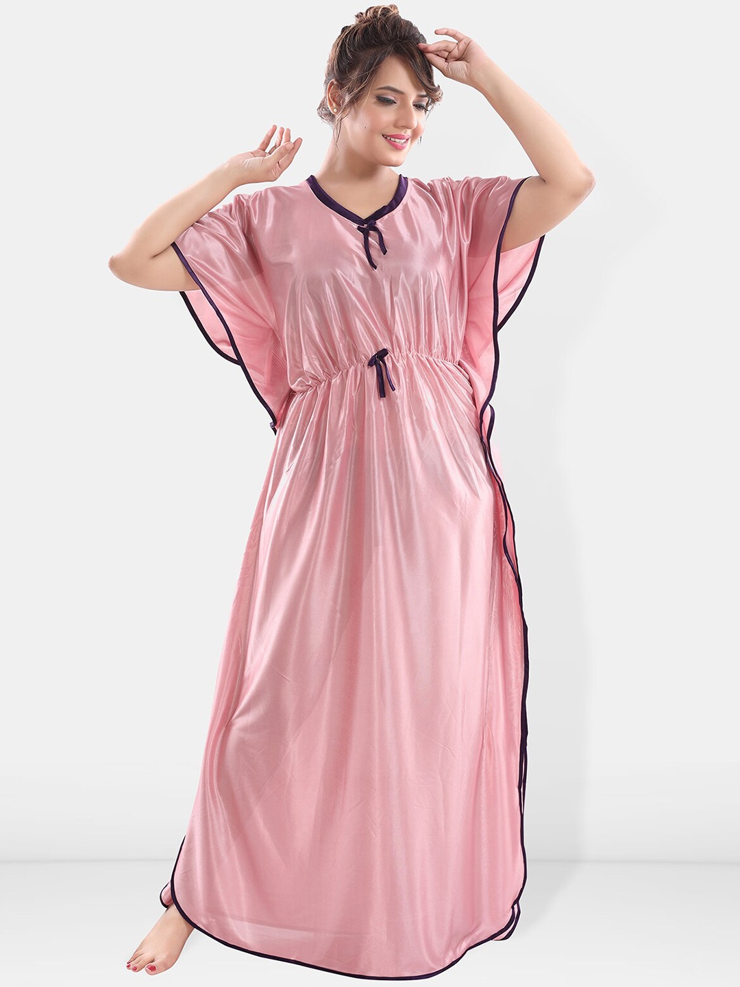 

Be You V-Neck Satin Maxi Kaftan Nightdress, Mauve