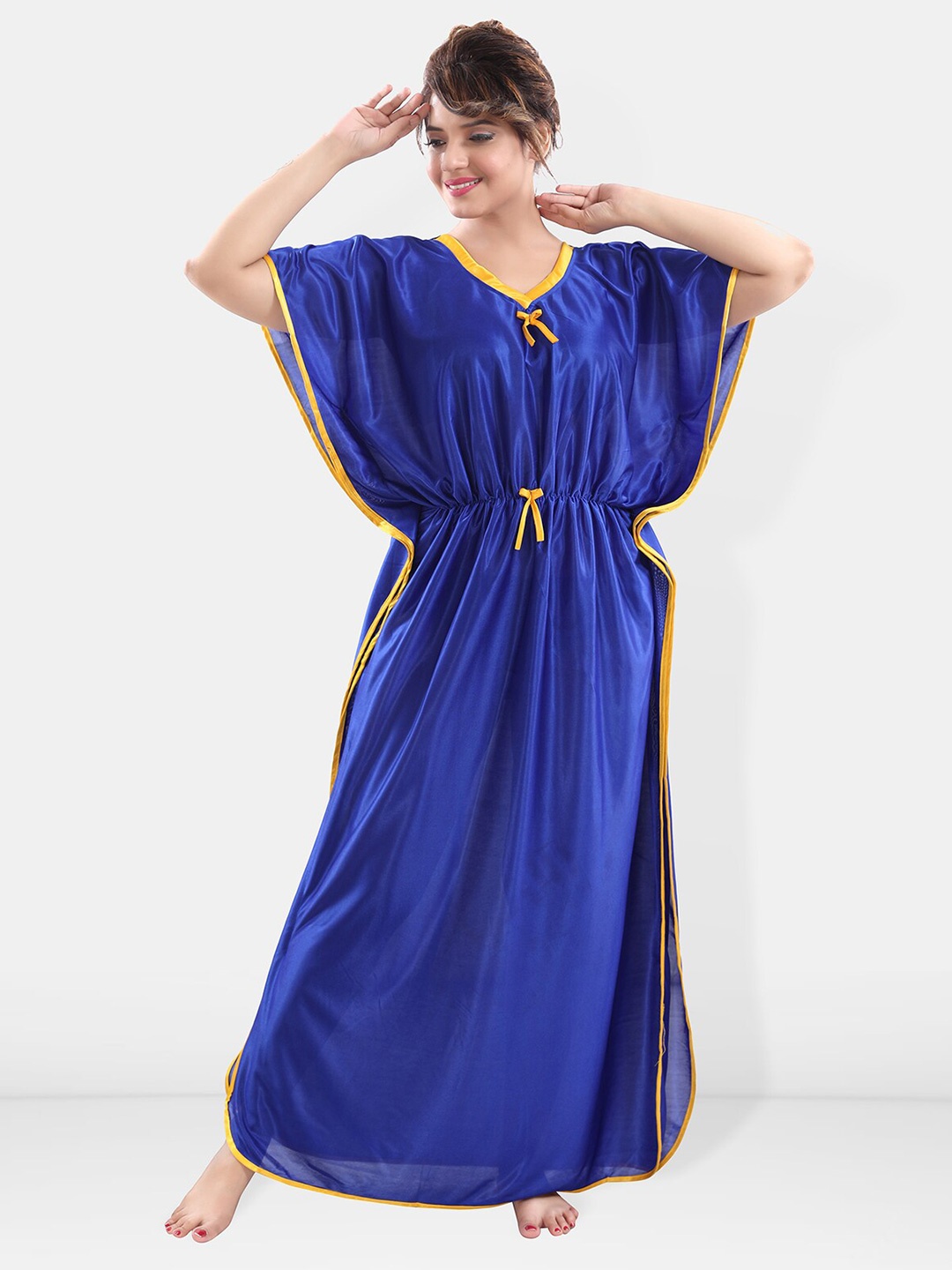 

Be You Maxi Satin Kaftan Nightdress, Blue