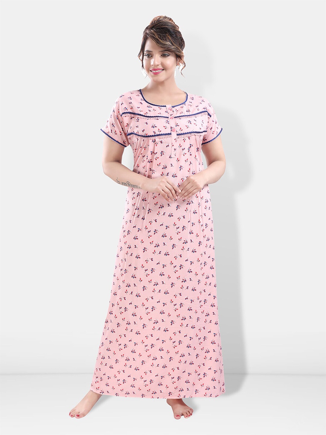 

Be You Floral Printed Maxi Nightdress, Pink