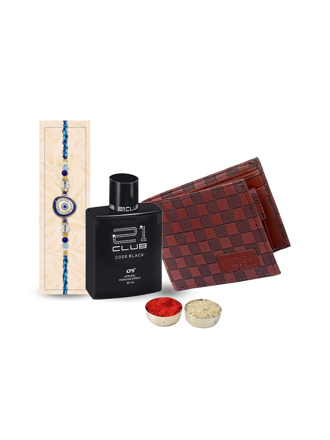 

Relish Men Set Of 3 Rakhi Gift Set, Brown