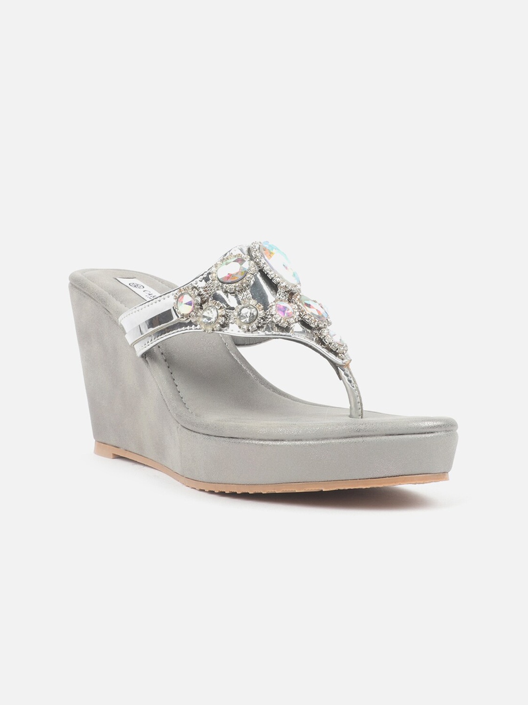 

Carlton London Embellished Open Toe Wedge Heels, Silver