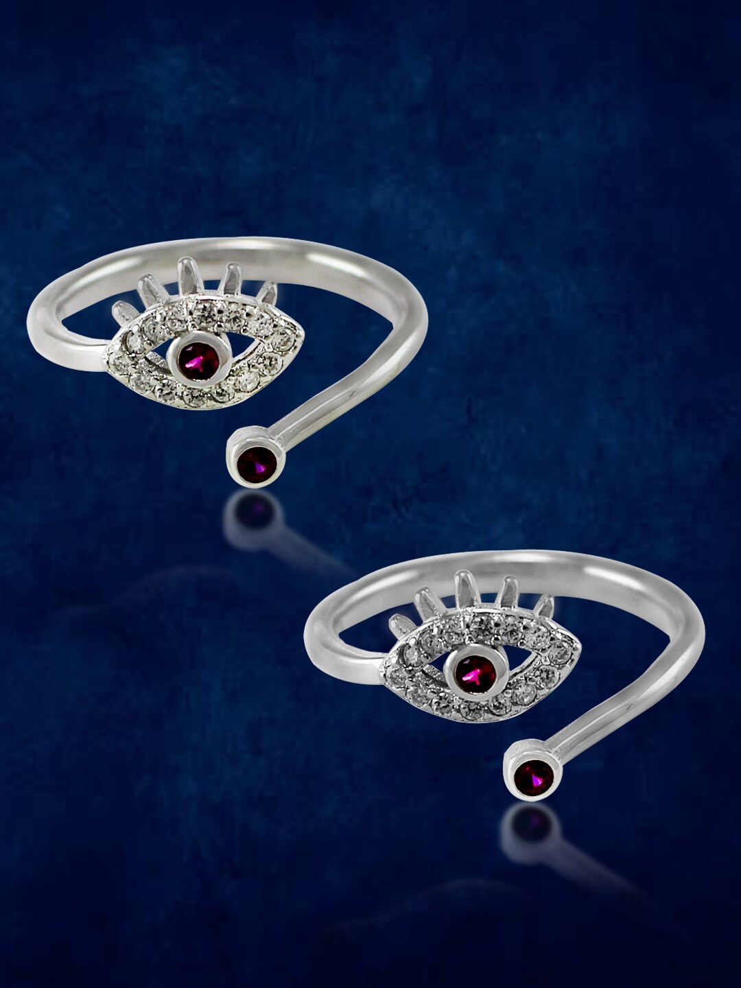 

Taraash Set Of 2 925 Sterling Silver CZ-Studded Adjustable Toe Rings