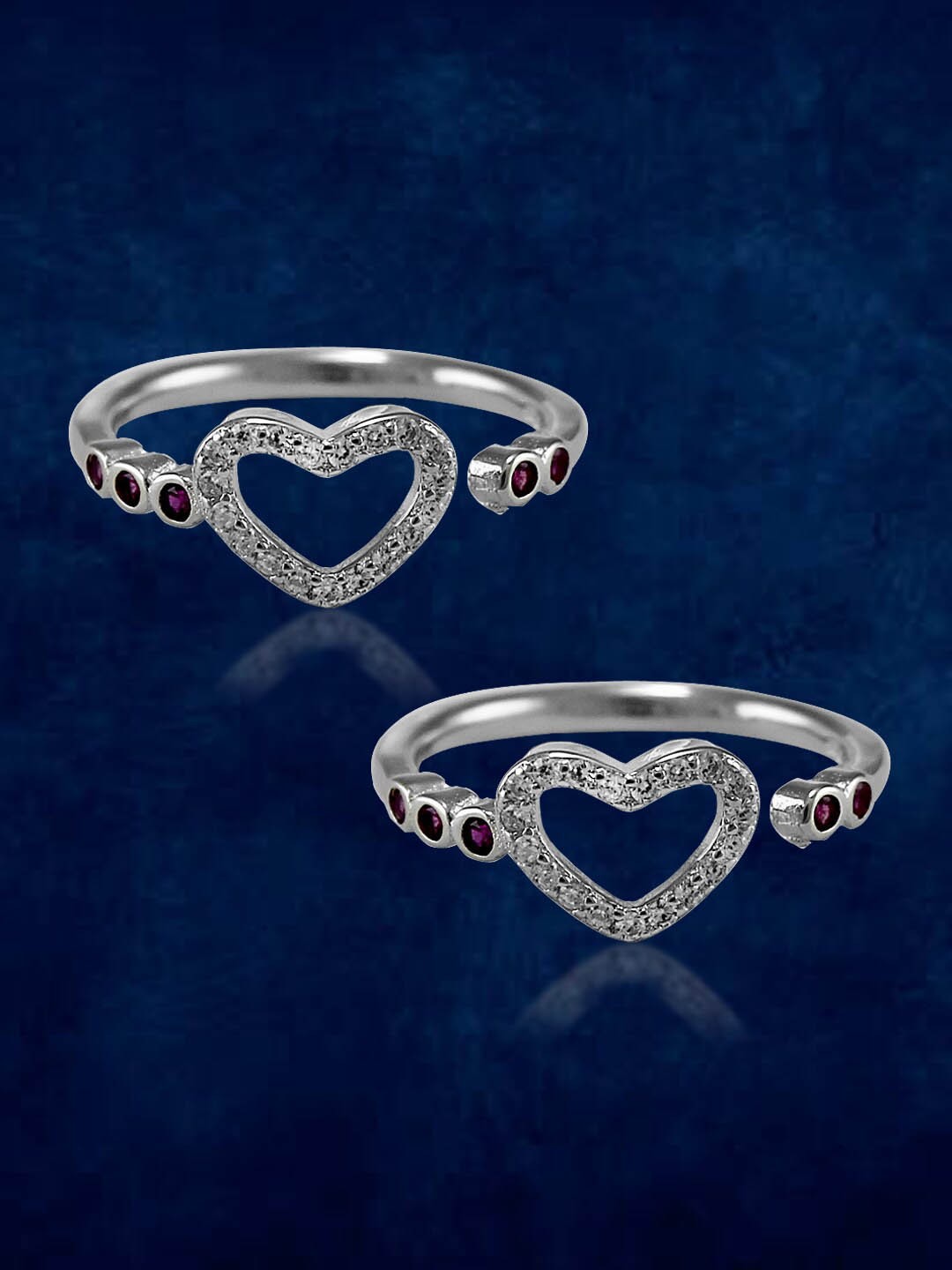

Taraash Set Of 2 925 Sterling Silver CZ-Studded Adjustable Toe Rings