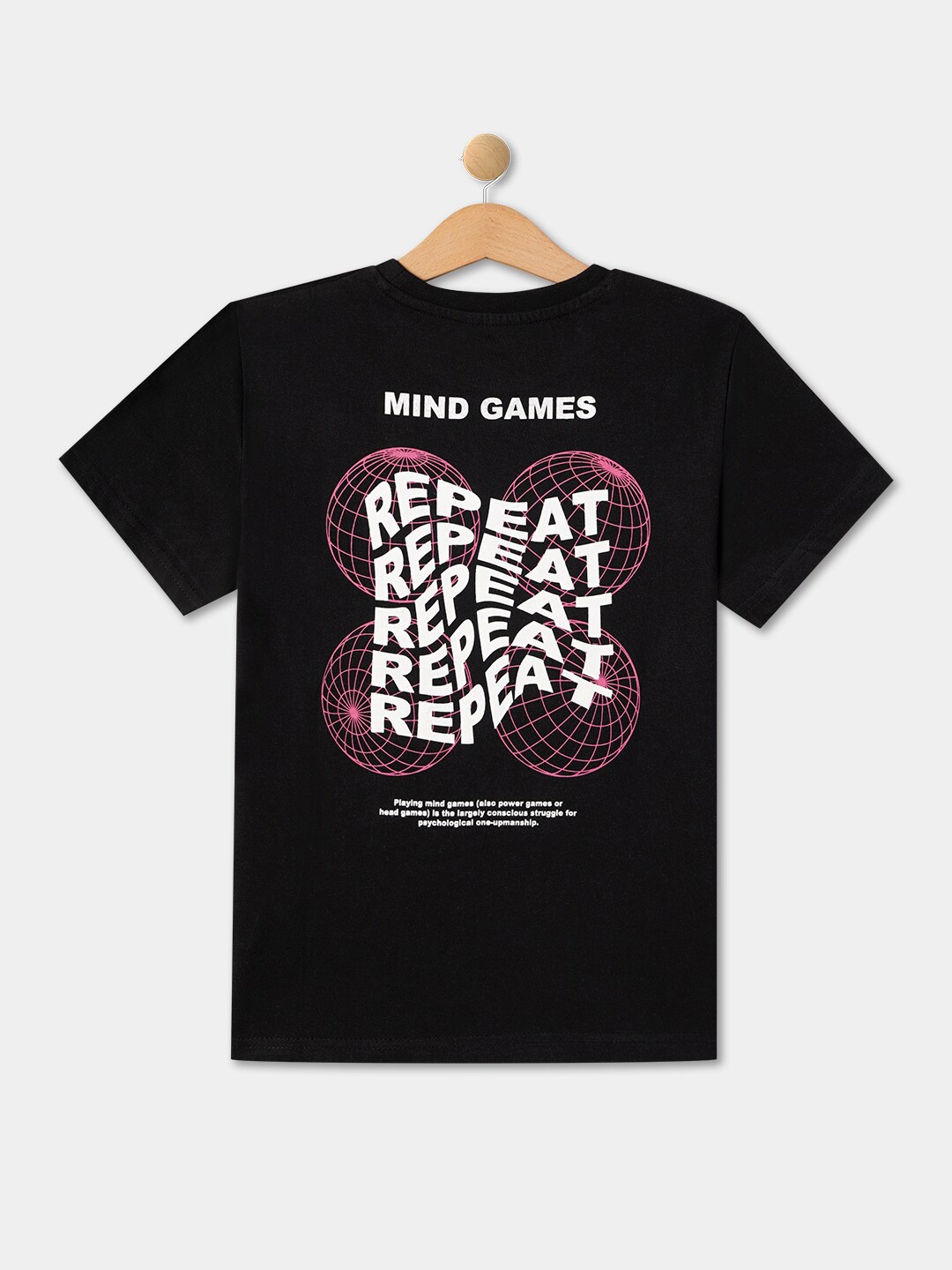 

R&B Boys Typography Printed Cotton T-shirt, Black