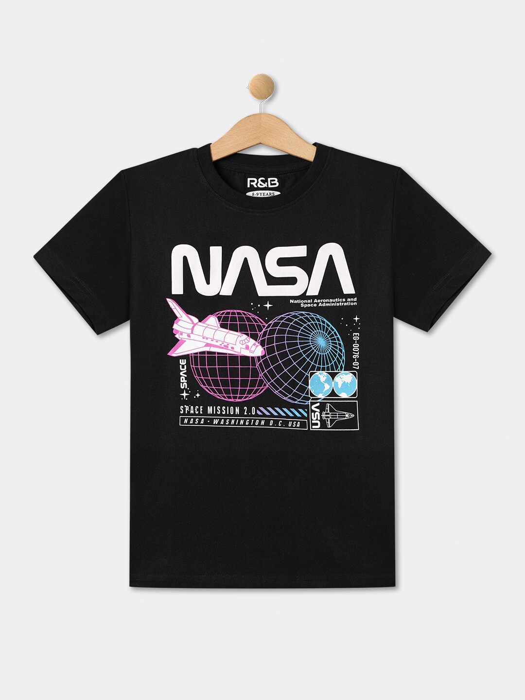 

R&B Boys Typography Printed Cotton T-shirt, Black