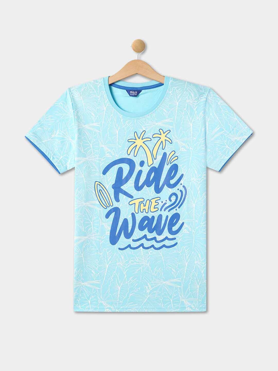 

R&B Boys Typography Printed Cotton T-shirt, Blue