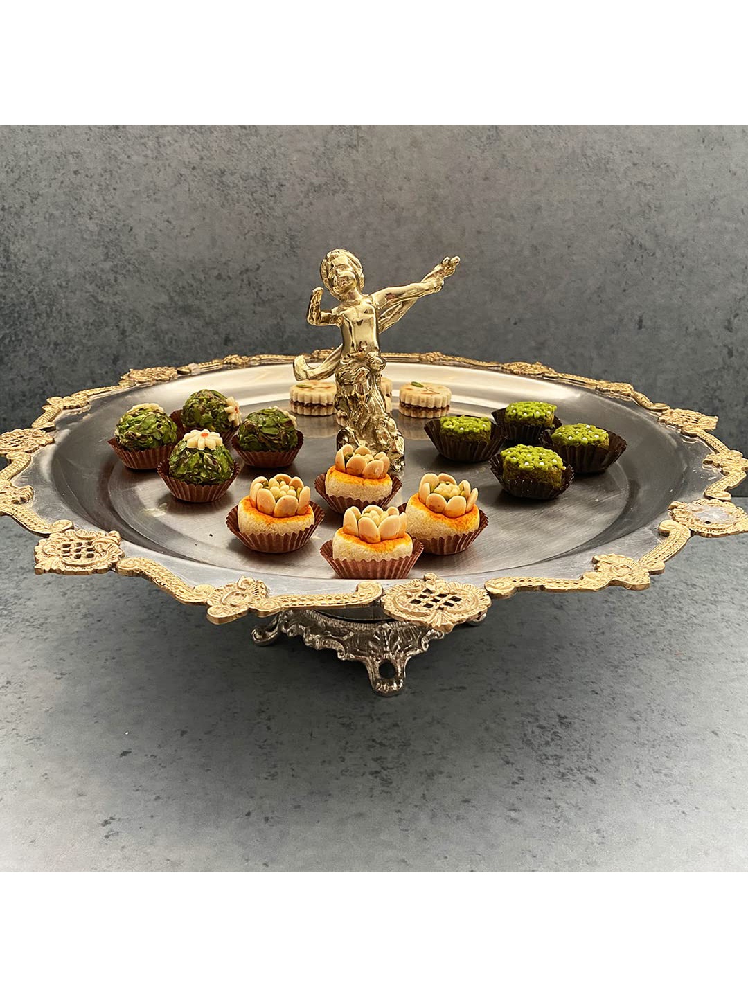 

Izzhaar Angel Silver-Toned & Golden Angel Serving Tray