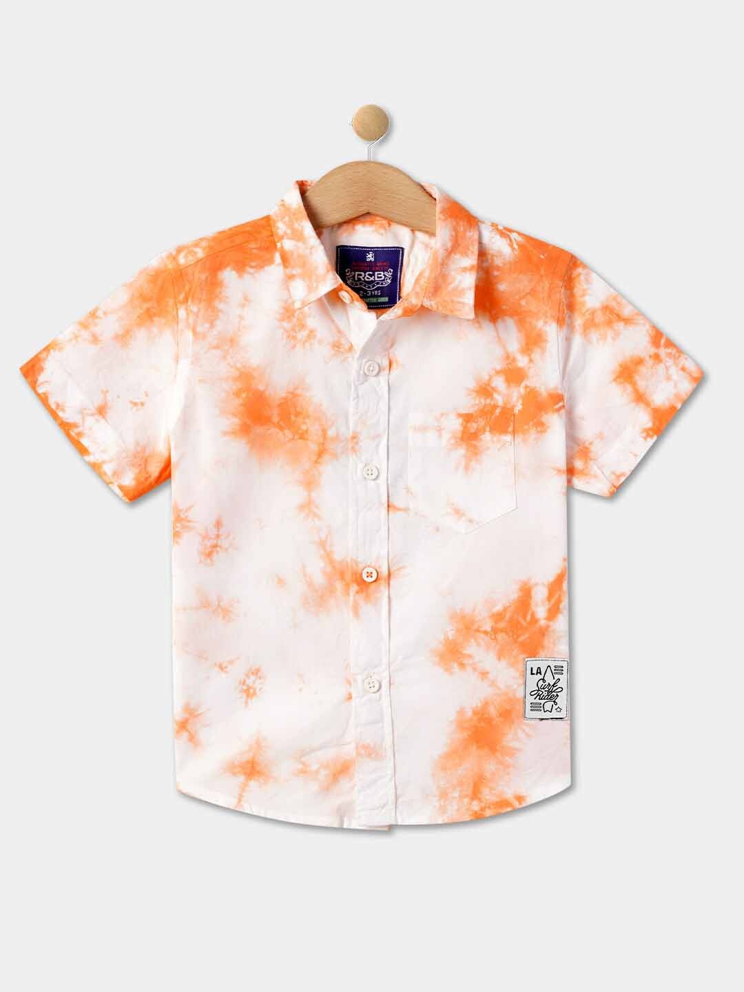 

R&B Boys Tie & Dye Cotton Casual Shirt, White