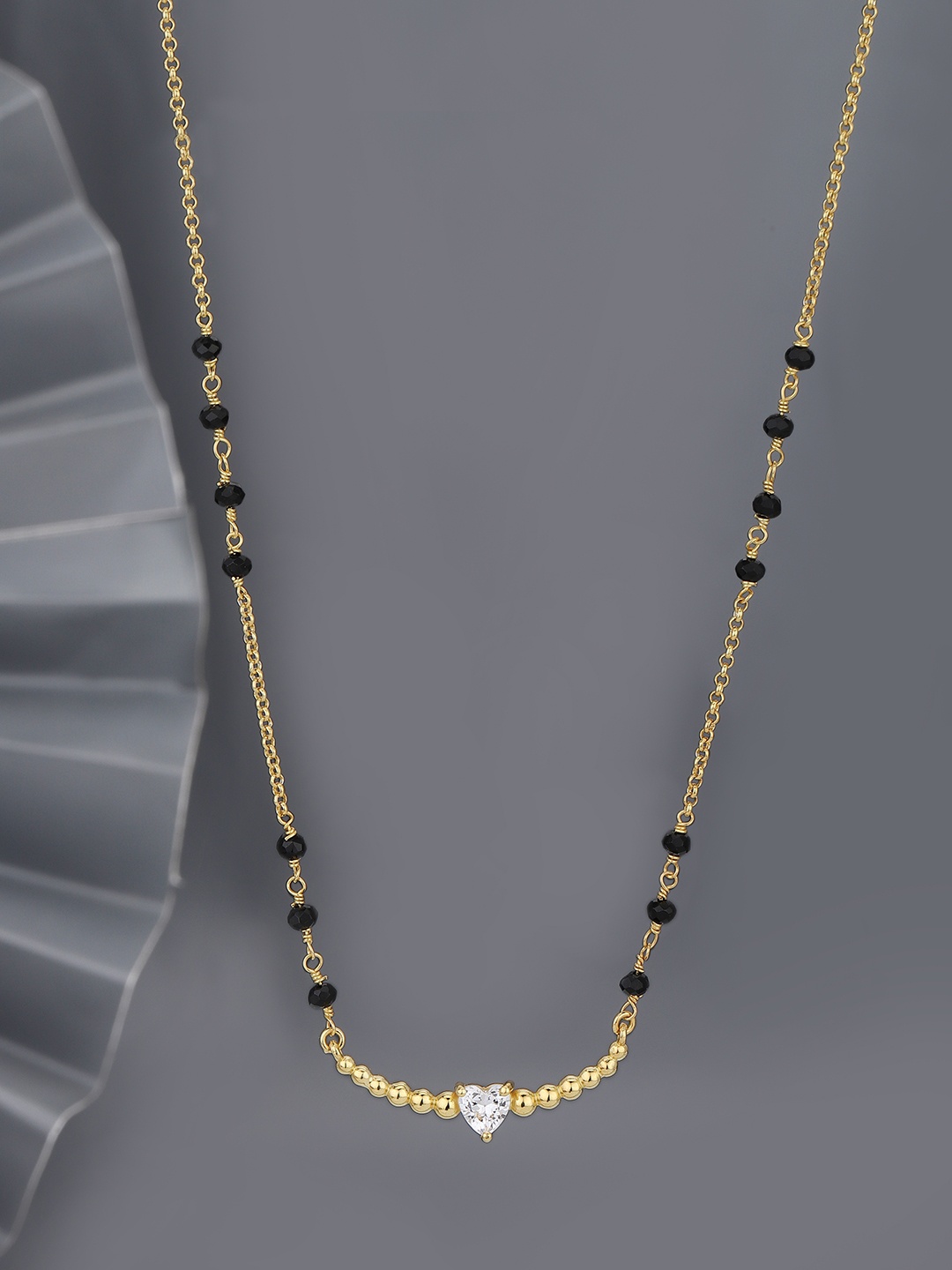 

Carlton London Gold-Plated Crystals-Studded Mangalsutra