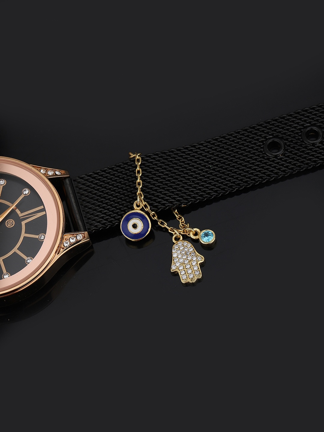 

Carlton London Women Embellished Crystals Studded Watch Charm, Gold