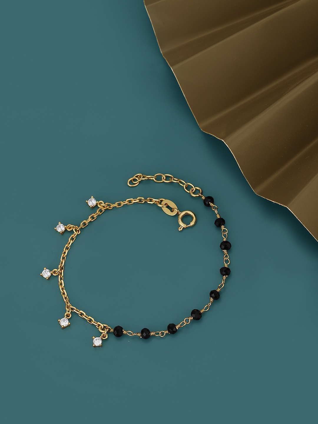 

Carlton London Women Cubic Zirconia Gold-Plated Mangalsutra Charm Bracelet