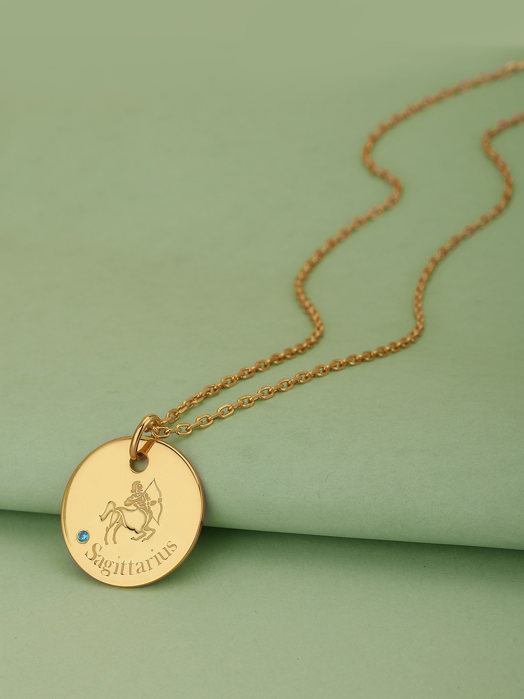 

Carlton London Gold-Plated Sagittarius Zodiac CZ Studded Pendant With Chain
