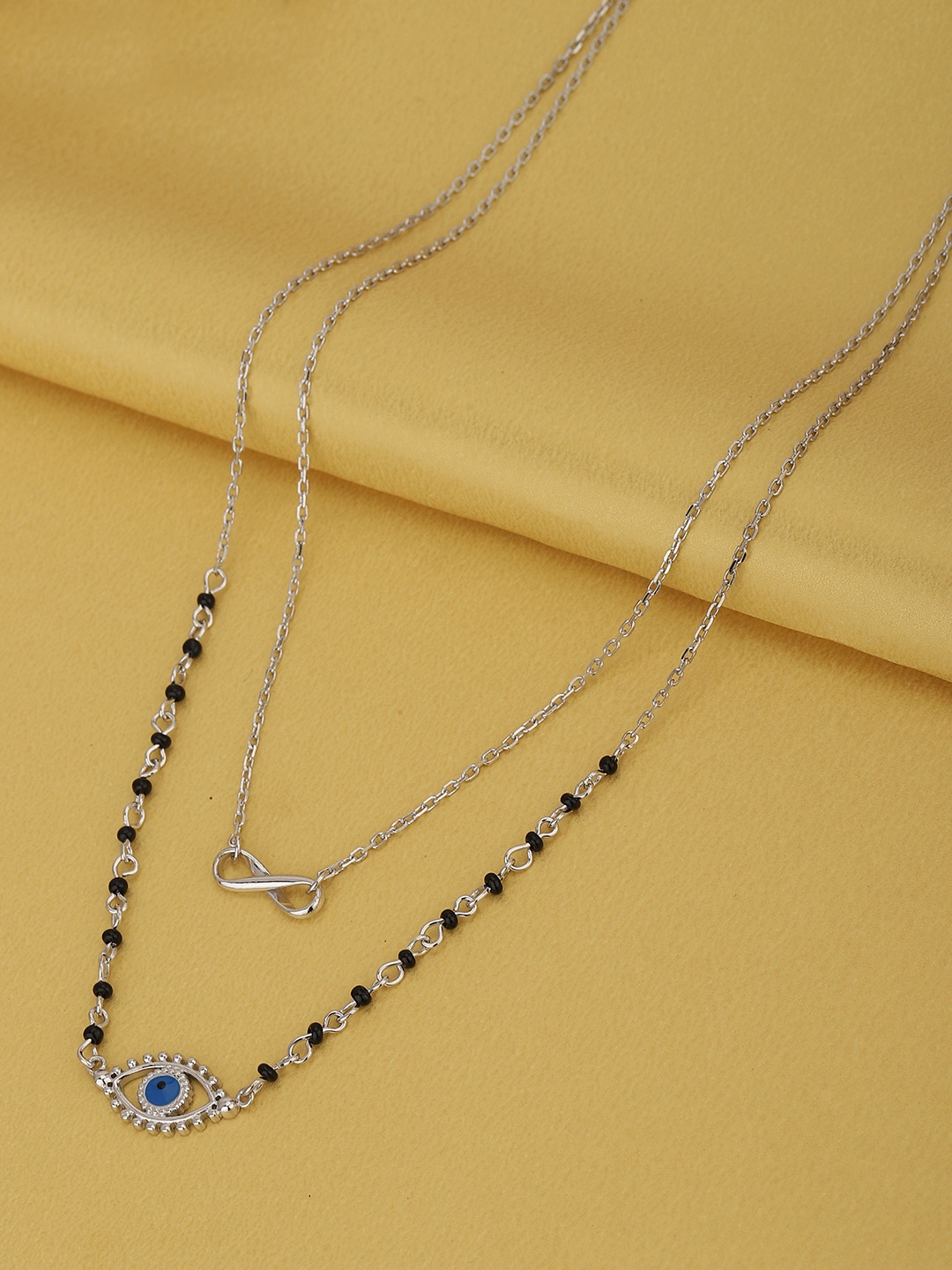 

Carlton London Rhodium-Plated CZ-Studded Mangalsutra, Silver