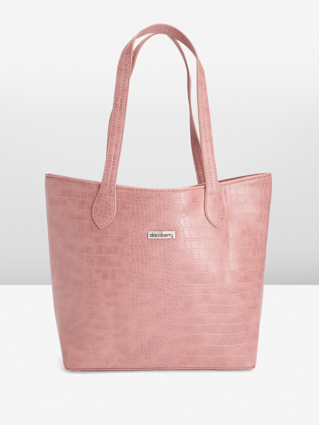 

DressBerry Textured Structured Tote Bag, Pink