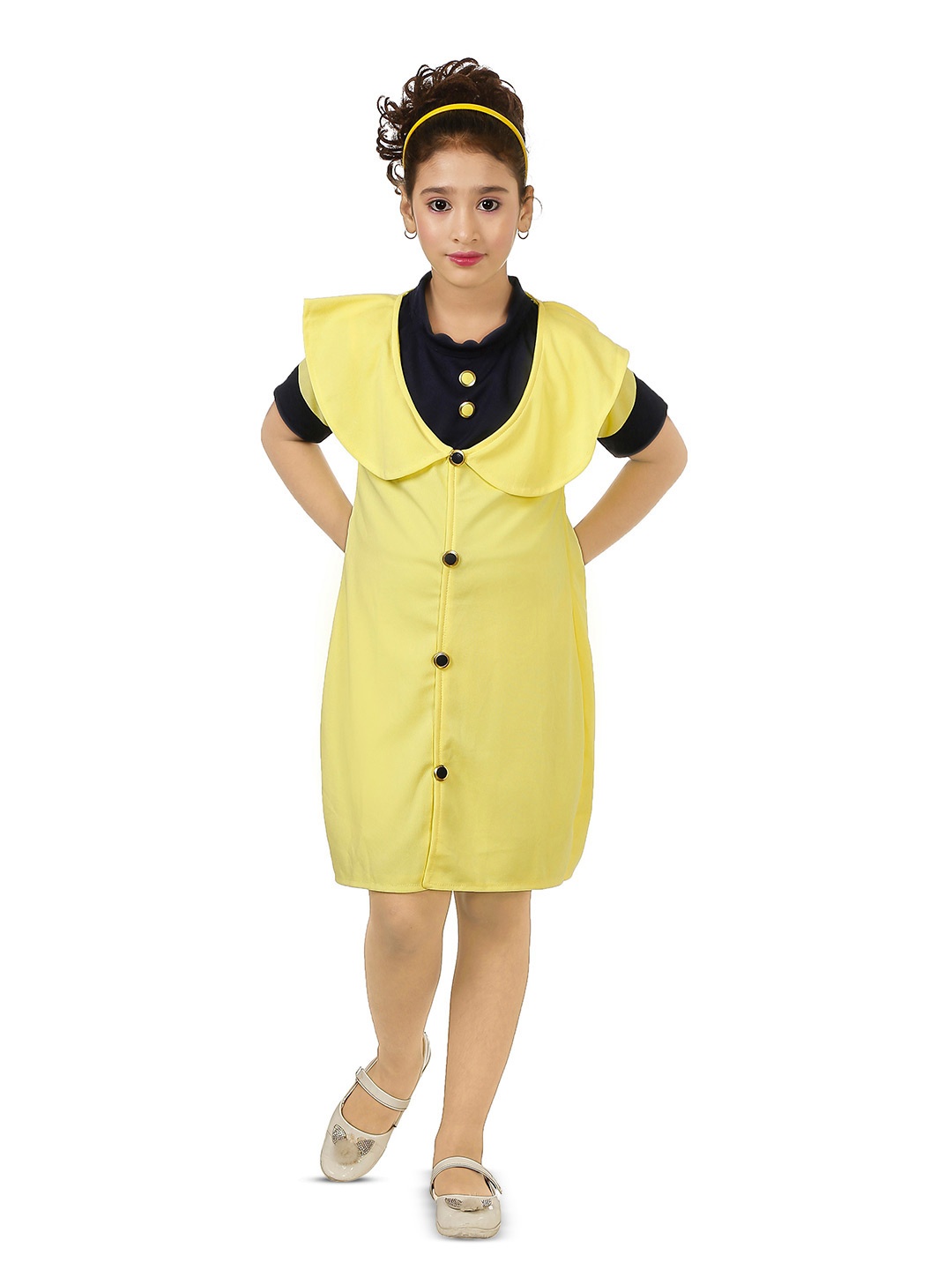 

CELEBRITY CLUB Peter Pan Collar Crepe Pinafore Dress, Yellow